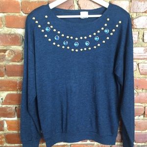Vintage knit sweater with jeweled accents